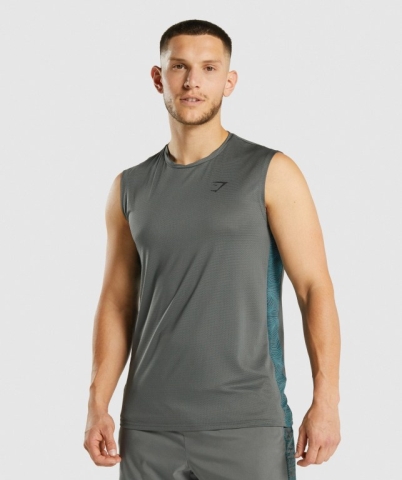 Gymshark Sport Men's Tank Tops Grey | UAE-28YFWT