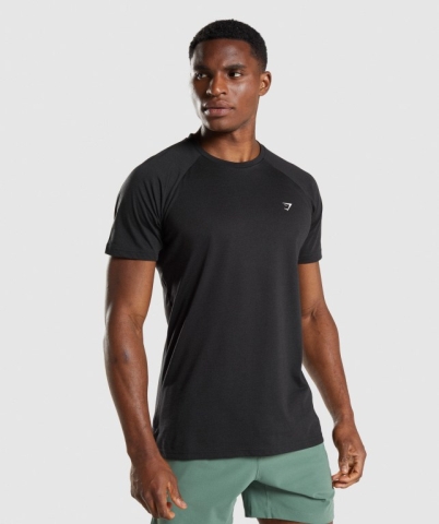 Gymshark Studio Men's T Shirts Black | UAE-50JSRH