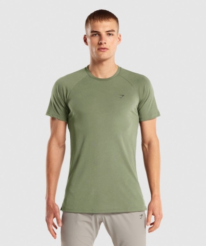 Gymshark Studio Men's T Shirts Green | UAE-12EDYR