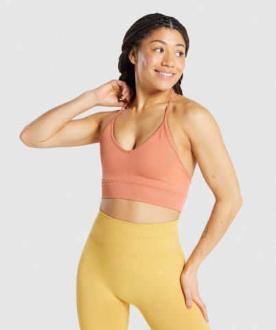 Gymshark Studio Seamless Women's Sports Bra Orange | UAE-18DPEK