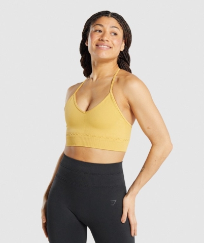 Gymshark Studio Seamless Women's Sports Bra Yellow | UAE-53KVYM