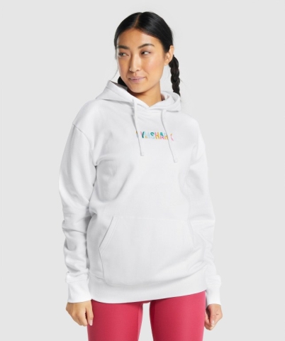 Gymshark Sundae Graphic Oversized Women's Hoodies White | UAE-28QTCA