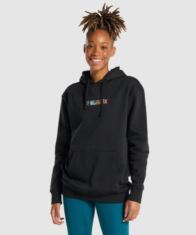 Gymshark Sundae Graphic Oversized Women's Hoodies Black | UAE-74OIES