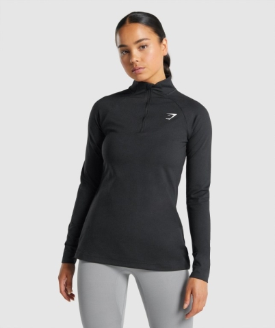 Gymshark Training 1/4 Zip Women's Hoodies Black | UAE-17INGS