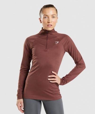 Gymshark Training 1/4 Zip Women's Hoodies Pink Brown | UAE-24VSGM