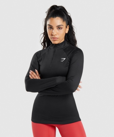 Gymshark Training 1/4 Zip Women's Hoodies Black | UAE-45TJES