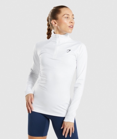 Gymshark Training 1/4 Zip Women's Hoodies White | UAE-60XFEW