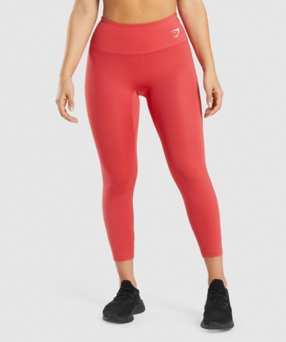 Gymshark Training 7/8 High Waisted Women's Leggings Red | UAE-09QPUB