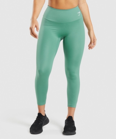 Gymshark Training 7/8 High Waisted Women's Leggings Green | UAE-68TIWX