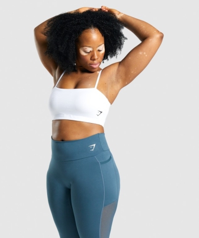 Gymshark Training Bandeau Women's Sports Bra White | UAE-96KQZC