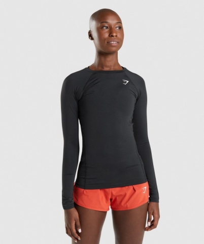 Gymshark Training Baselayer Top Women's T Shirts Black | UAE-40JWRD