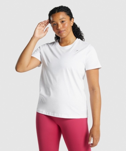 Gymshark Training Basic Women's T Shirts White | UAE-93PHFJ