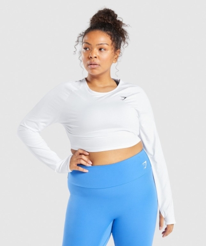 Gymshark Training Crop Top Women's Sweatshirts White | UAE-68SBUF