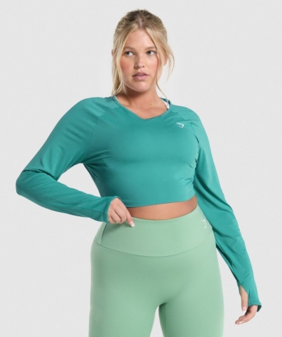 Gymshark Training Crop Top Women's T Shirts Turquoise | UAE-57GZIW