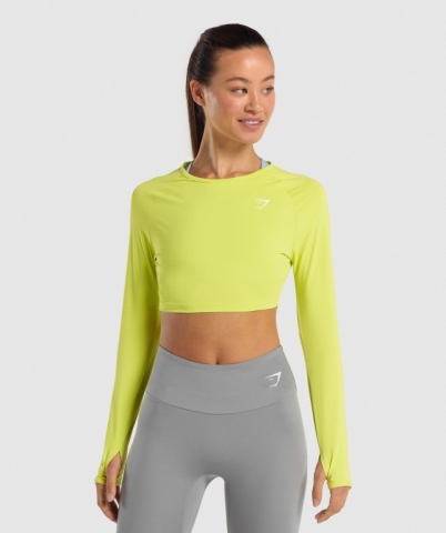 Gymshark Training Crop Top Women's T Shirts Yellow | UAE-87NSBU