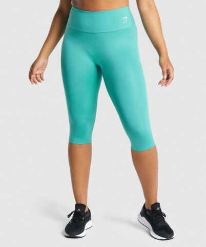 Gymshark Training Cropped High Waisted Women's Leggings Turquoise | UAE-31YCJB