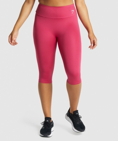 Gymshark Training Cropped High Waisted Women's Leggings Pink | UAE-97VJOT