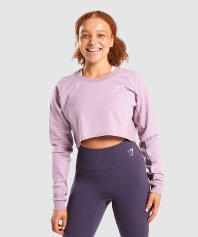 Gymshark Training Cropped Sweater Women's Hoodies Light Purple | UAE-15FBNQ