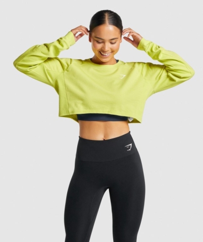 Gymshark Training Cropped Sweater Women's Hoodies Yellow | UAE-43PQWD