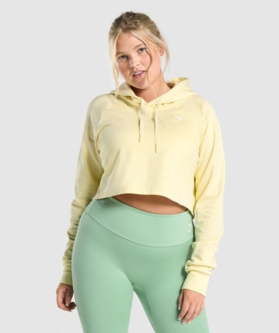 Gymshark Training Cropped Women's Hoodies Light Yellow | UAE-07UVTW