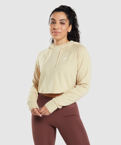 Gymshark Training Cropped Women's Hoodies Light Yellow Brown | UAE-12MKHP