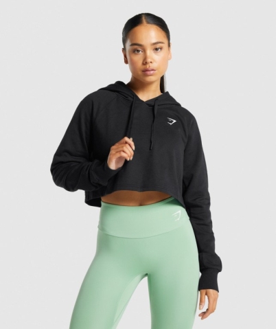 Gymshark Training Cropped Women's Hoodies Black | UAE-16BSLI