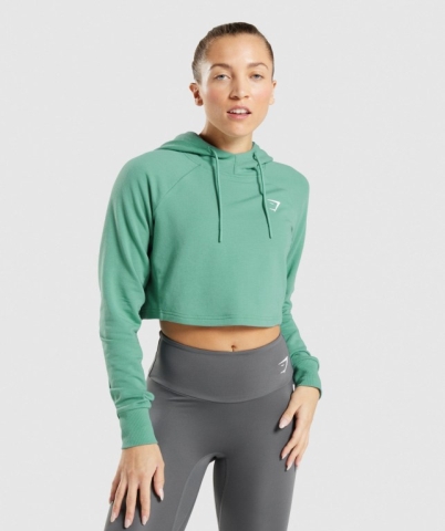 Gymshark Training Cropped Women's Hoodies Green | UAE-37HQCK