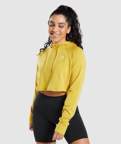 Gymshark Training Cropped Women's Hoodies Yellow | UAE-45OLDQ