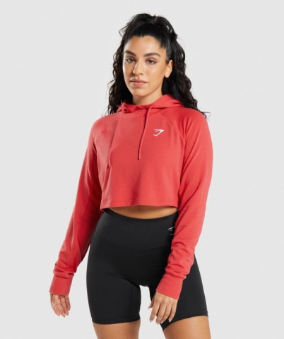 Gymshark Training Cropped Women's Hoodies Red | UAE-71GDTC