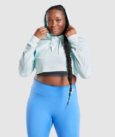 Gymshark Training Cropped Women's Hoodies Light Green | UAE-73FOIB