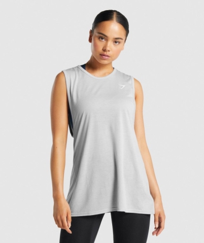 Gymshark Training Drop Arm Women's Tank Tops Light Grey | UAE-03ZFMN