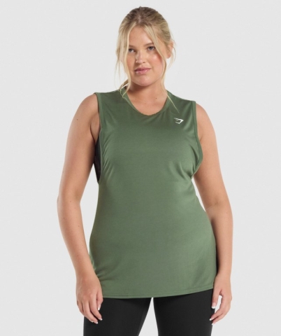 Gymshark Training Drop Arm Women's Tank Tops Green | UAE-91OPRM