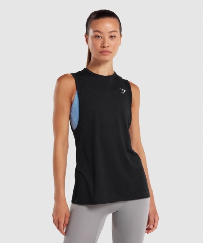 Gymshark Training Drop Arm Women's Tank Tops Black | UAE-98DXPA