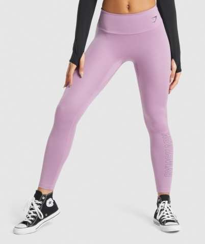 Gymshark Training Graphic High Waisted Women's Leggings Purple | UAE-02SLPG