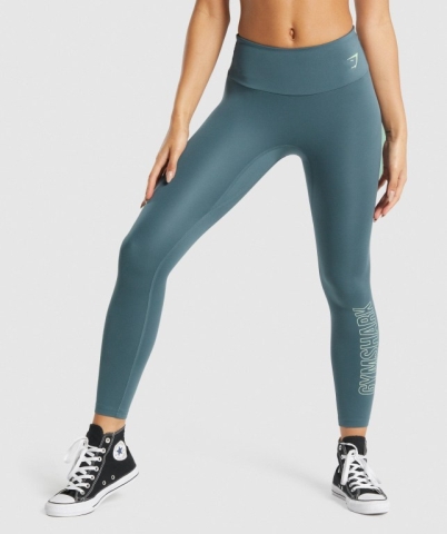 Gymshark Training Graphic High Waisted Women's Leggings Turquoise | UAE-71OIST