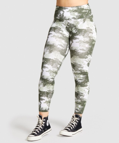 Gymshark Training High Waisted Women's Leggings Green Camo | UAE-13IMDA