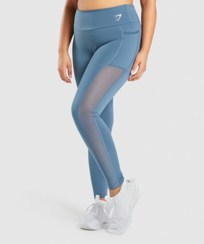 Gymshark Training Mesh Pocket High Waisted Women's Leggings Turquoise | UAE-67SHAX