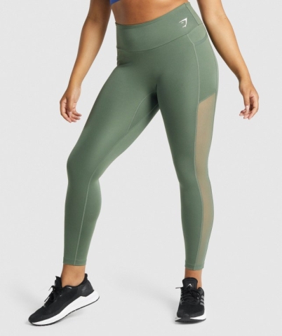 Gymshark Training Mesh Pocket High Waisted Women's Leggings Green | UAE-82VMXA