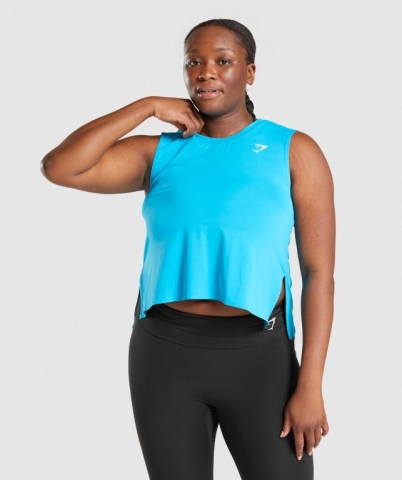 Gymshark Training Midi Women's Tank Tops Blue | UAE-10ISAE