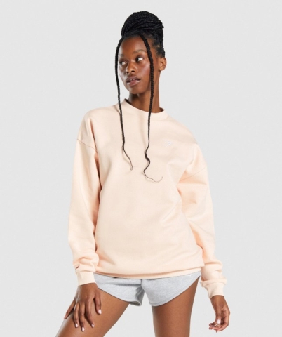 Gymshark Training Oversized Sweatshirt Women's Hoodies Light Brown | UAE-74FEKQ