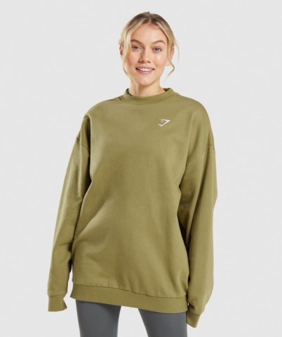 Gymshark Training Oversized Sweatshirt Women's Hoodies Green | UAE-80OEDT