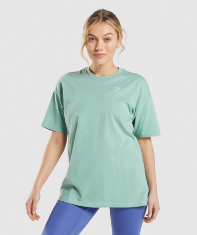 Gymshark Training Oversized Women's T Shirts Blue | UAE-03QUDY