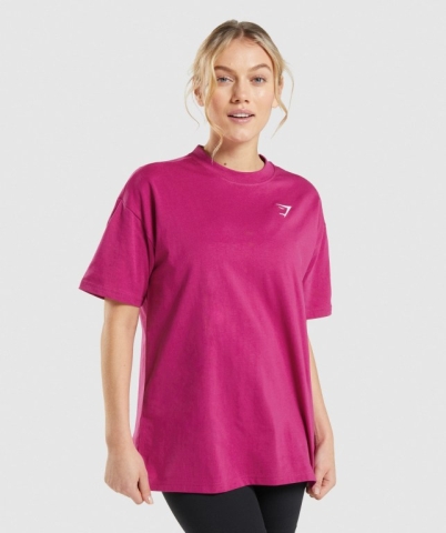 Gymshark Training Oversized Women's T Shirts Pink | UAE-09FXNU