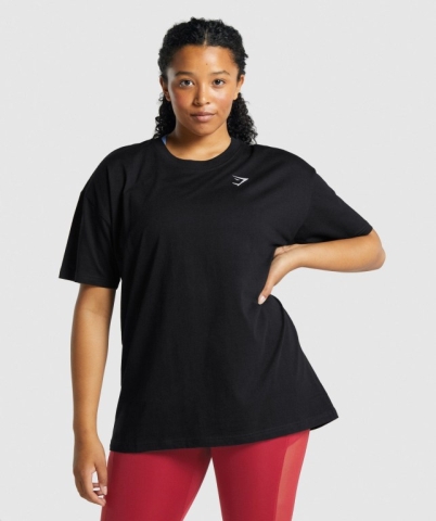 Gymshark Training Oversized Women's T Shirts Black | UAE-43CUTS