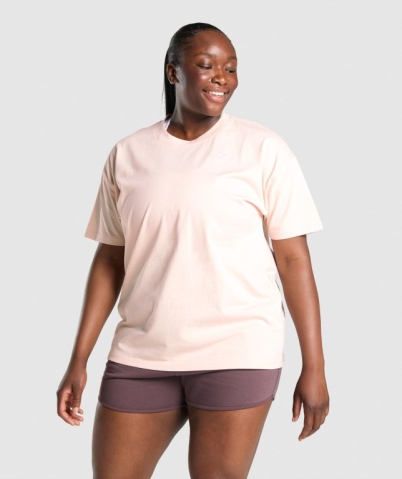 Gymshark Training Oversized Women's T Shirts Light Brown | UAE-43SPIU