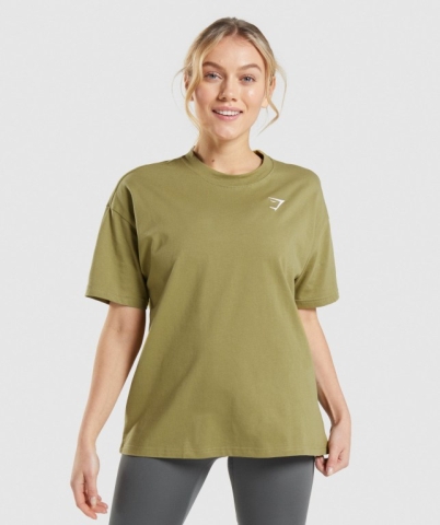 Gymshark Training Oversized Women's T Shirts Green | UAE-56PWCZ