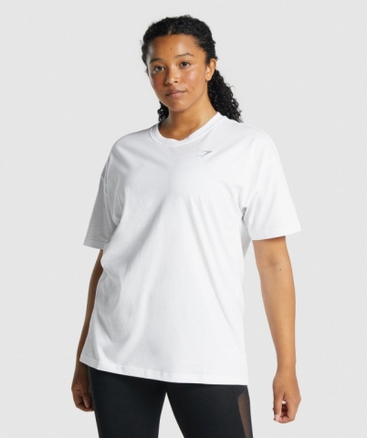 Gymshark Training Oversized Women's T Shirts White | UAE-92KRHU