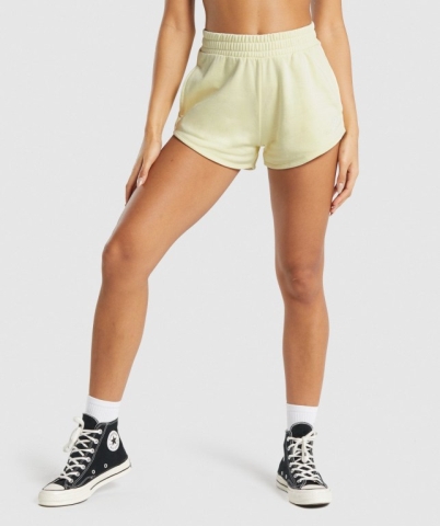 Gymshark Training Sweat Women's Shorts Yellow | UAE-46BLSW