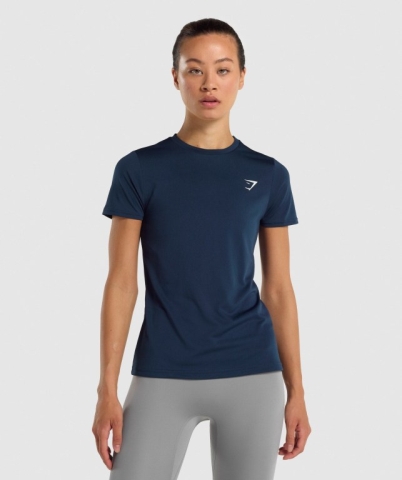 Gymshark Training Women's T Shirts Navy | UAE-70VYDR