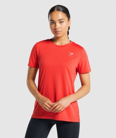 Gymshark Training Women's T Shirts Red | UAE-73QMGH